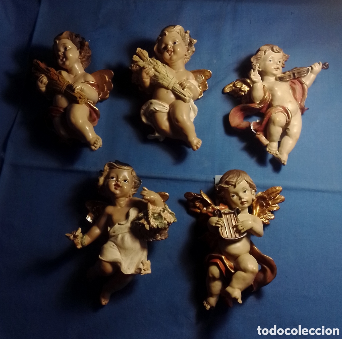 Antig&uuml;edades: 5 angelitos de resina