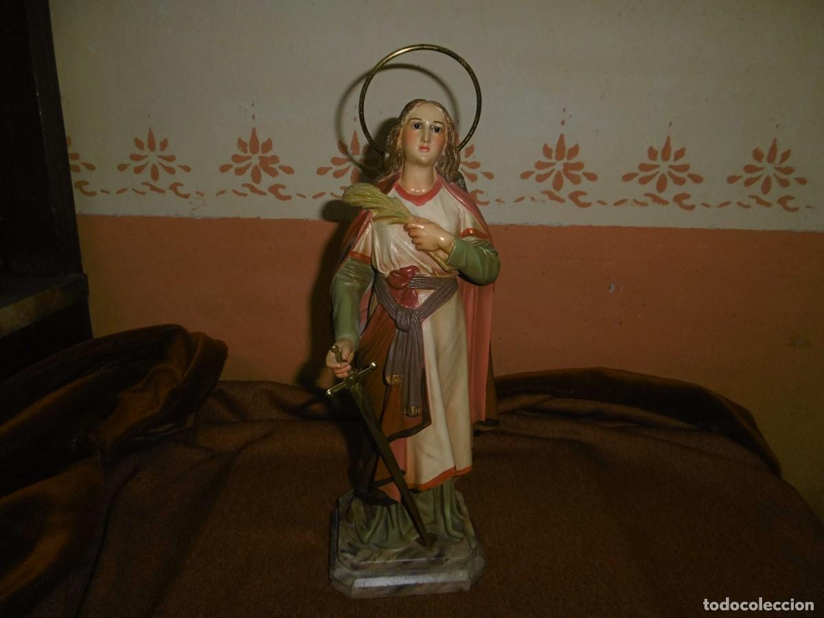 Antig&uuml;edades: ANTIGUA FIGURA SANTA B&Aacute;RBARA, ESPADA Y PALMA DEL MARTIRIO. CON SELLO OLOT.