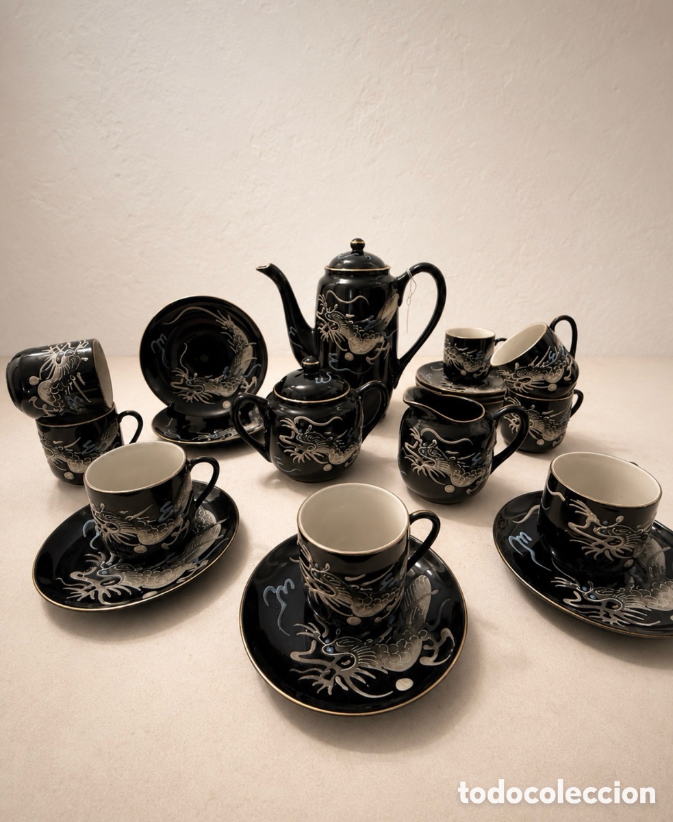 Antig&uuml;edades: Juego de caf&eacute; Japon&eacute;s NAKASIMA moriage. 8 servicios. Nuevo- Antiguo Stock. Sin uso.