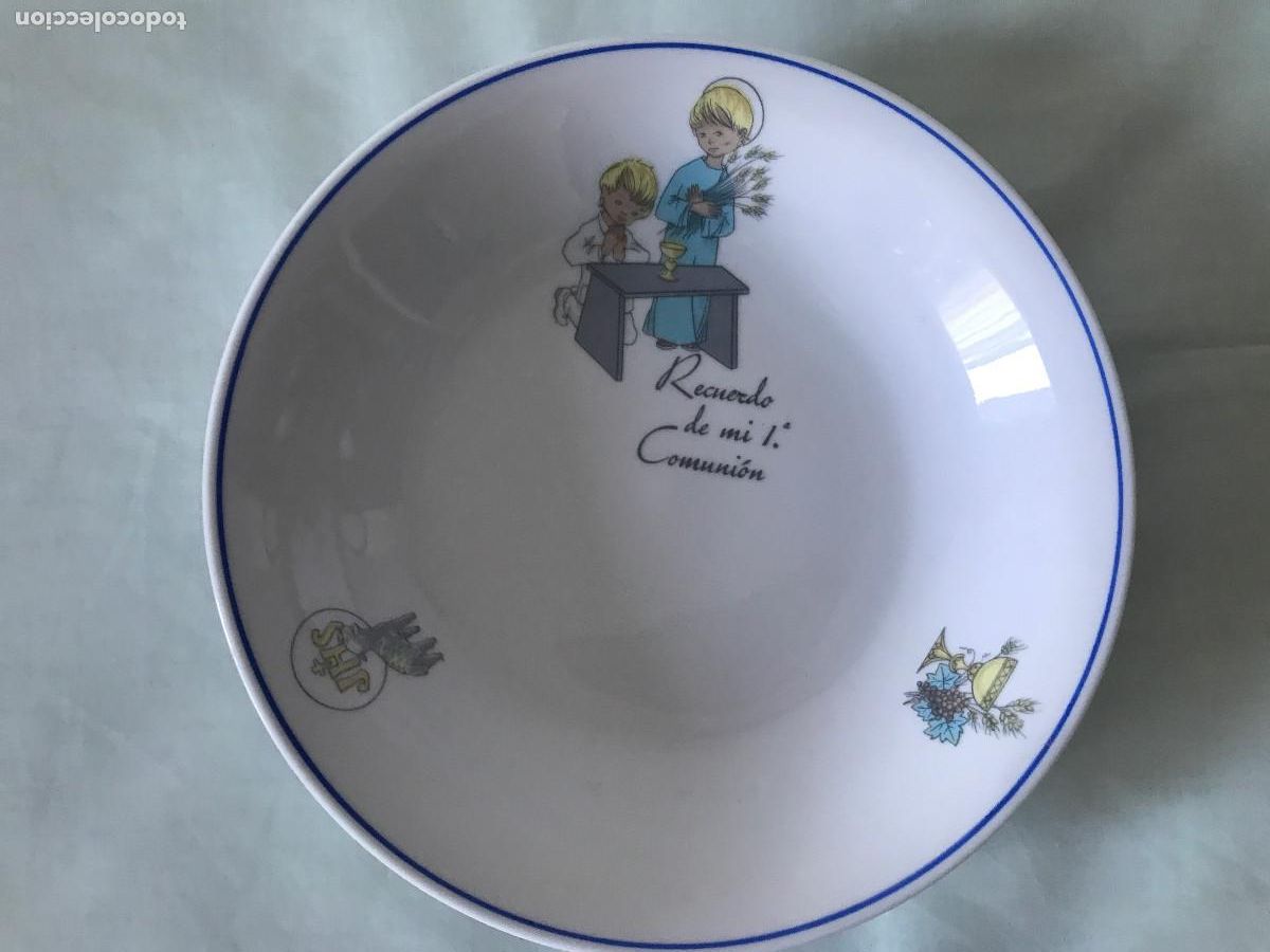 Antig&uuml;edades: Plato hondo primera comuni&oacute;n Santa Clara. Mois&eacute;s &Aacute;lvarez. Di&aacute;metro: 21 cm