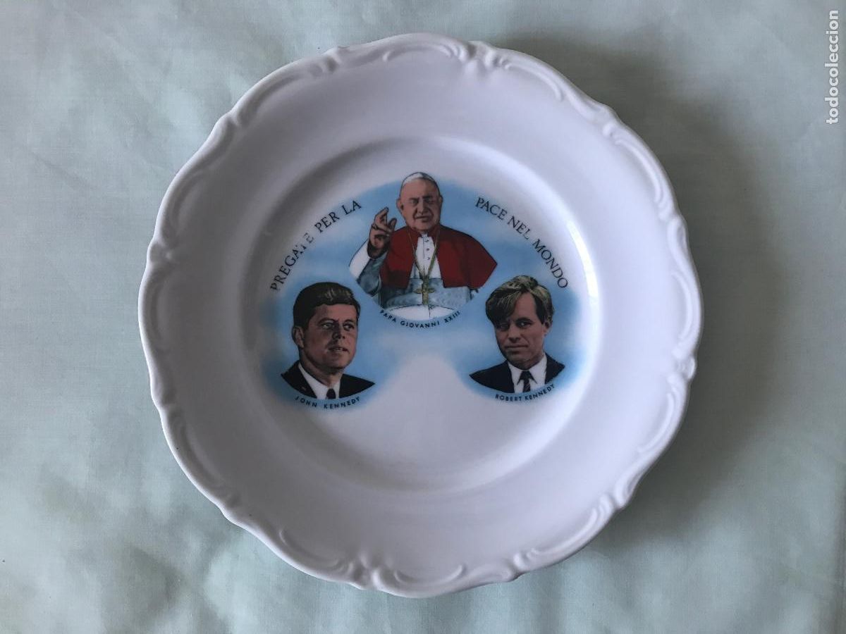 Antig&uuml;edades: Plato decorativo. Papa Juan XXIII John Robert Kennedy. Pregate per la pace nel mondo. Winterling