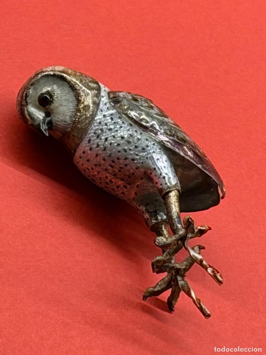 Antig&uuml;edades: PLATA CHINA ANTIGUA FIGURA DE P&Aacute;JARO B&Uacute;HO ESMALTES GUILLOCHE