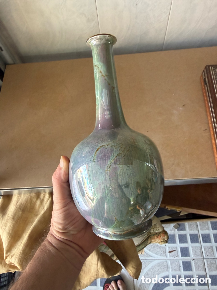 Antig&uuml;edades: Precioso florero vidriado, ingl&eacute;s