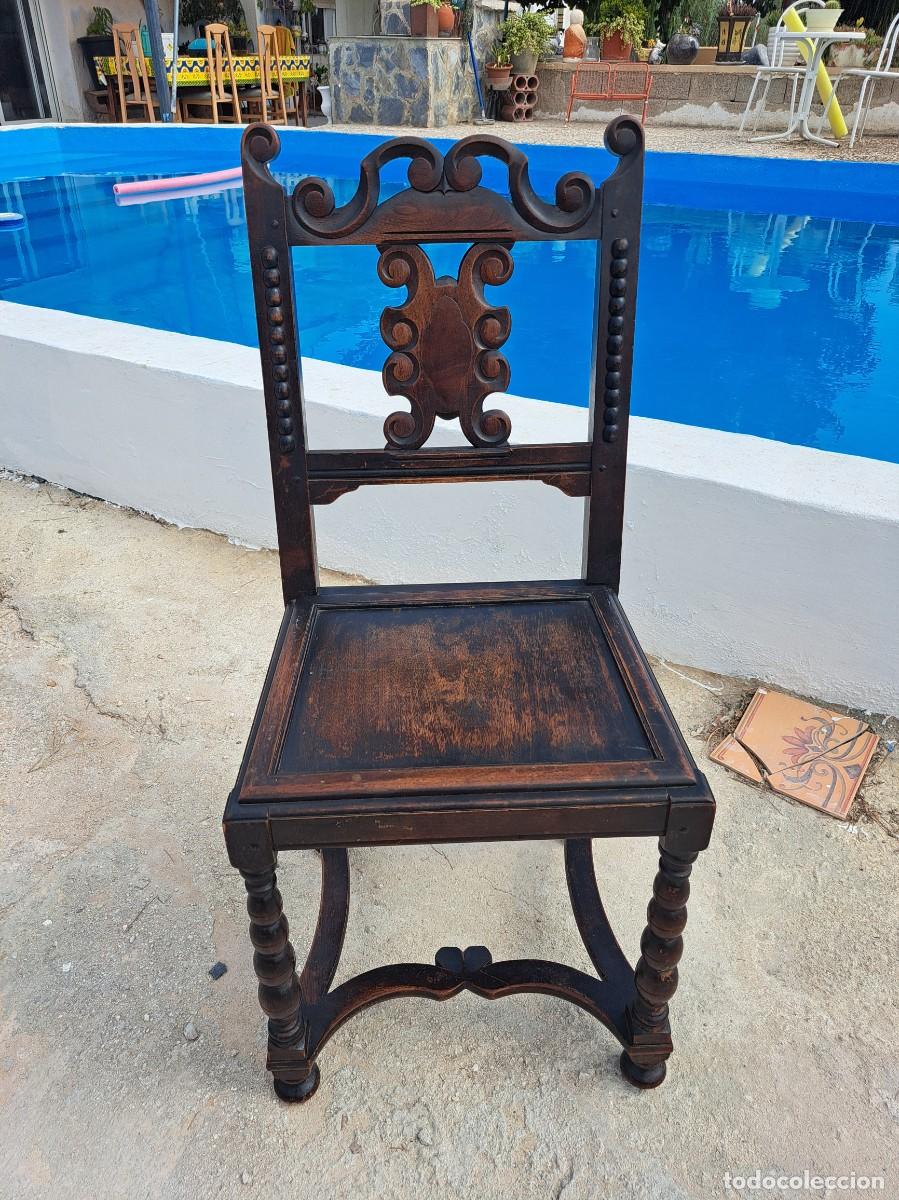 Antig&uuml;edades: Antigua silla rustica , tallada renacimiento, siglo XIX