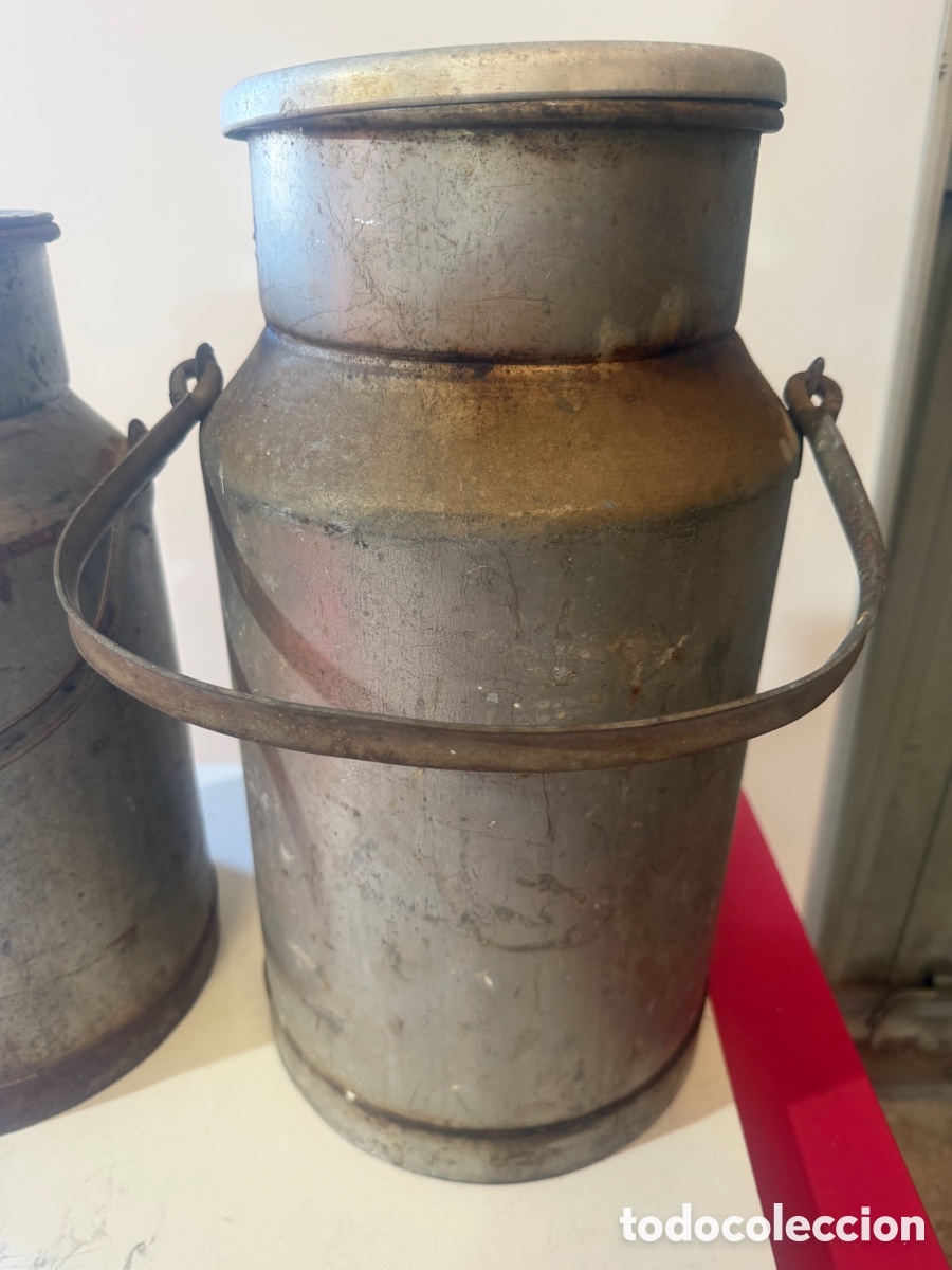 Antig&uuml;edades: Pareja de c&aacute;ntaras antiguas de leche - Foto 2