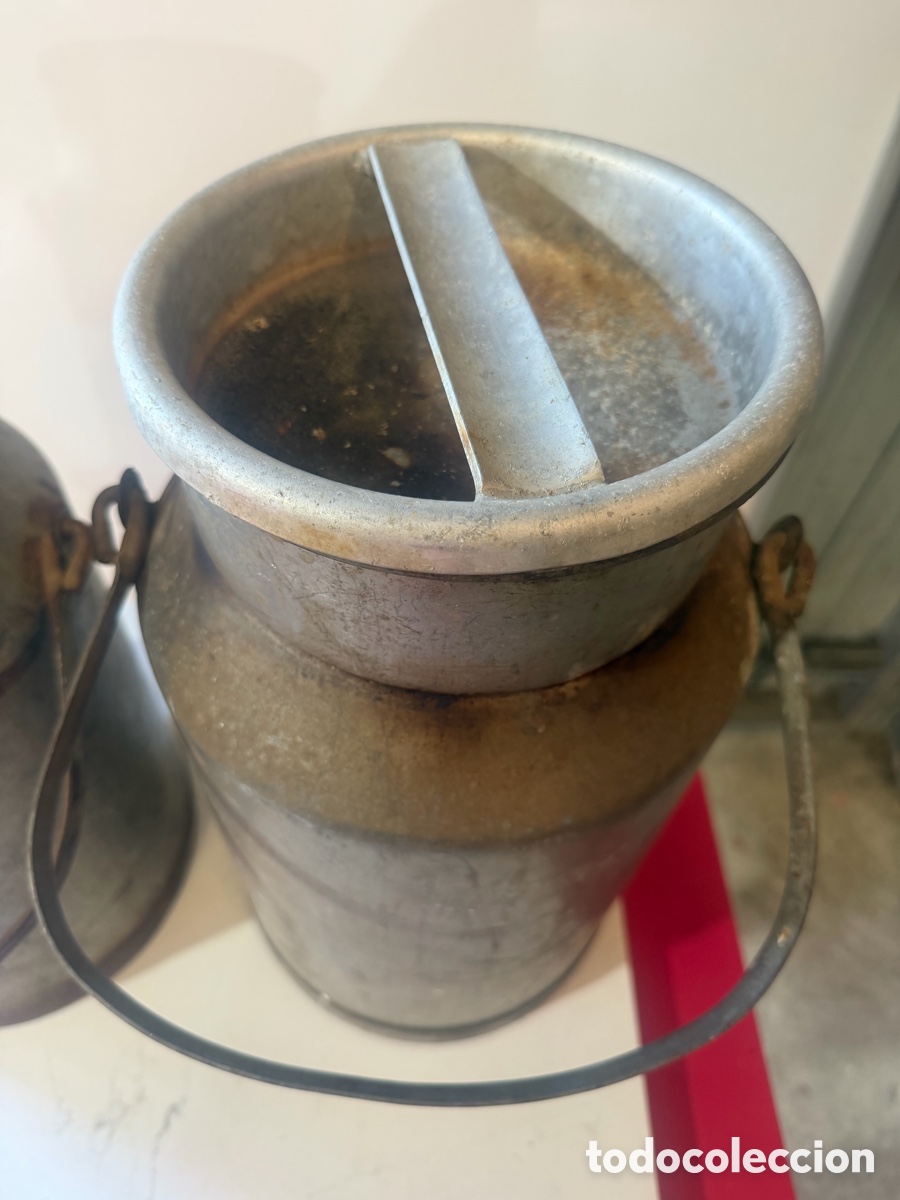 Antig&uuml;edades: Pareja de c&aacute;ntaras antiguas de leche - Foto 5