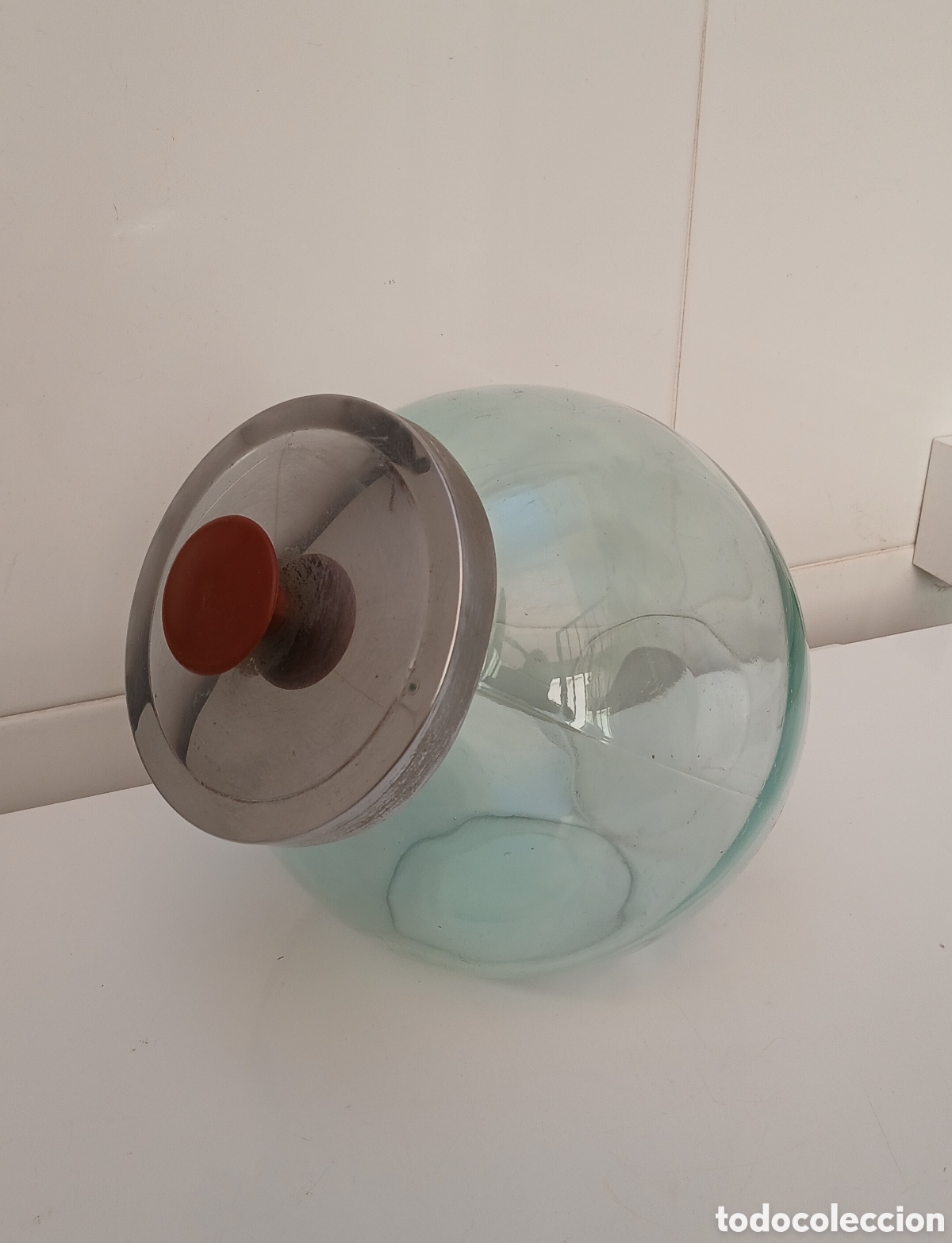 Antig&uuml;edades: Tarro de cristal, bombonera, con tapa