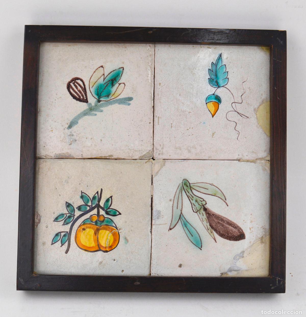 Antiquit&auml;ten: Frutas, antiguo plaf&oacute;n de azulejos de cer&aacute;mica, siglo XIX.