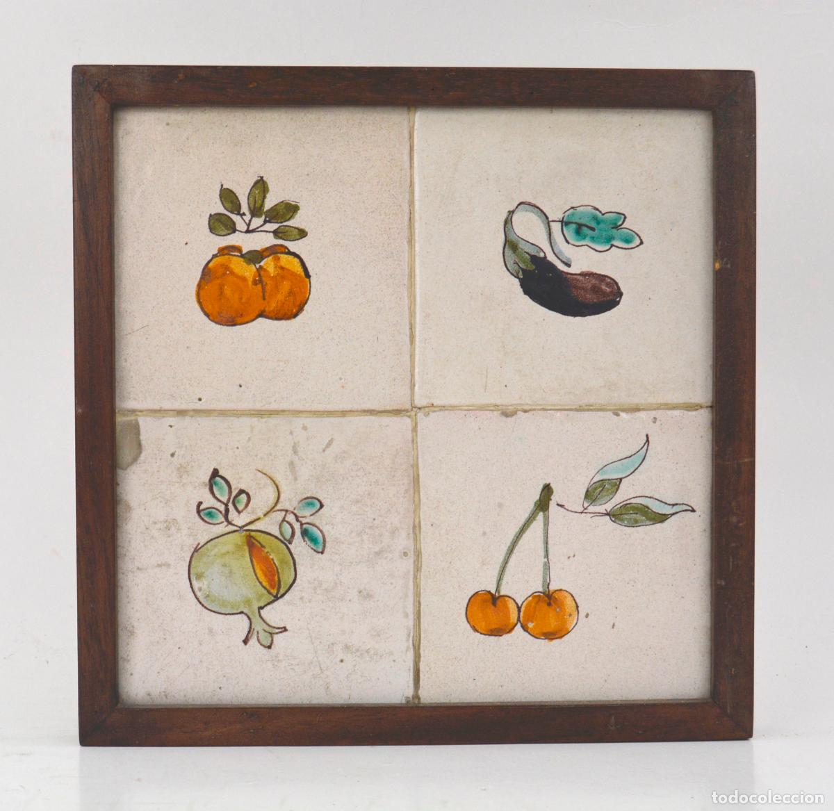 Antiquit&auml;ten: Frutas, antiguo plaf&oacute;n de azulejos de cer&aacute;mica, siglo XIX.