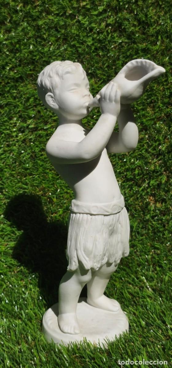 Antig&uuml;edades: Figura Bidasoa Ni&ntilde;o con Caracola Como nuevo