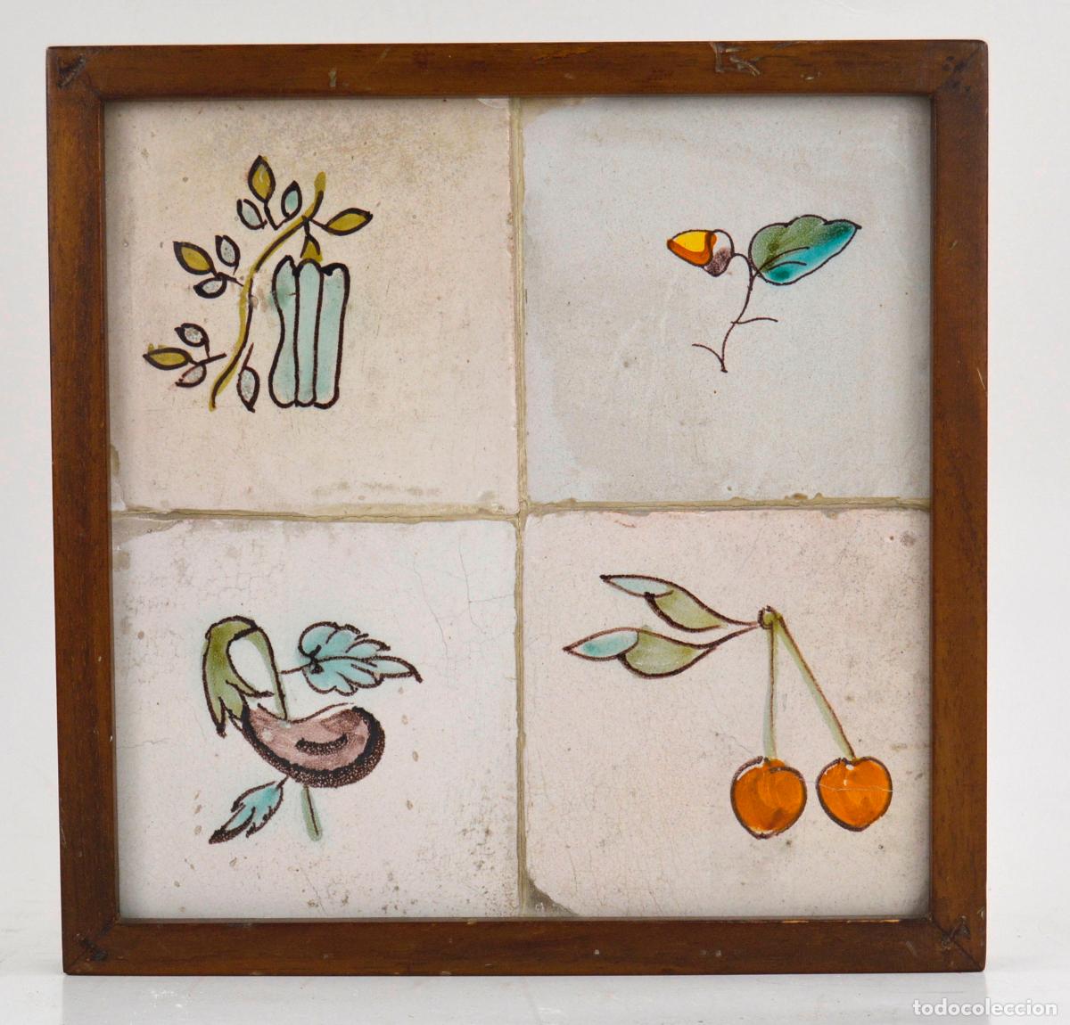 Antig&uuml;edades: Frutas, antiguo plaf&oacute;n de azulejos de cer&aacute;mica, siglo XIX.