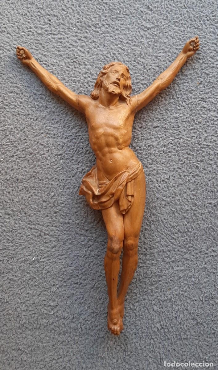 Antig&uuml;edades: Gran Crucifijo de Madera Maciza - Cristo Firmado por Joaqu&iacute;n S. (1958)
