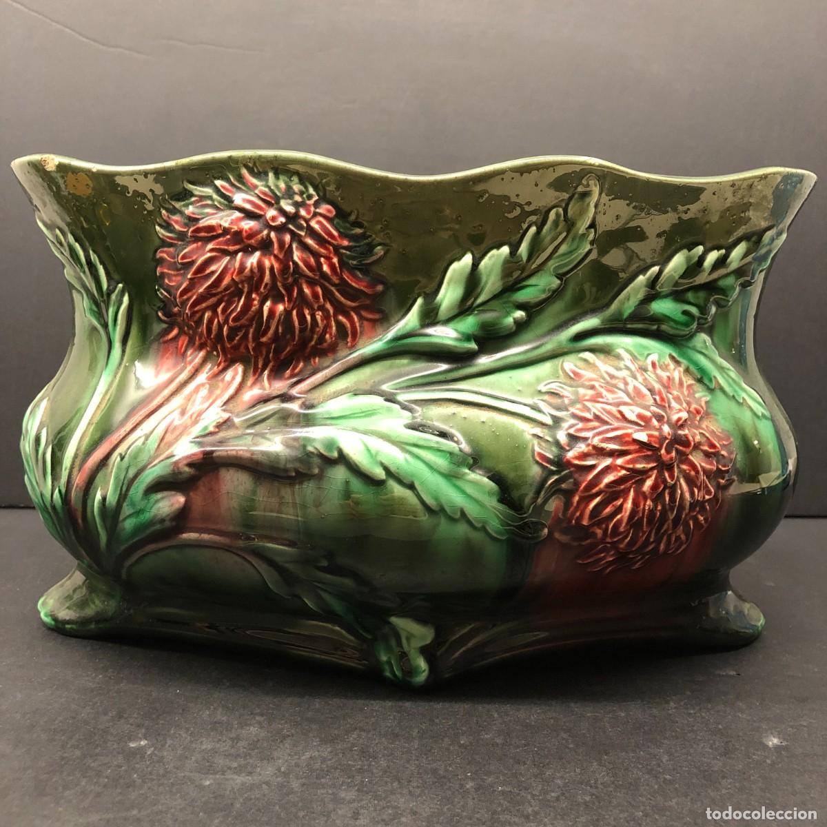 Antig&uuml;edades: PRECIOSO CENTRO DE MESA MODERNISTA EN CER&Aacute;MICA VIDRIADA - 29 X 14 X 17 CM - RARA PIEZA