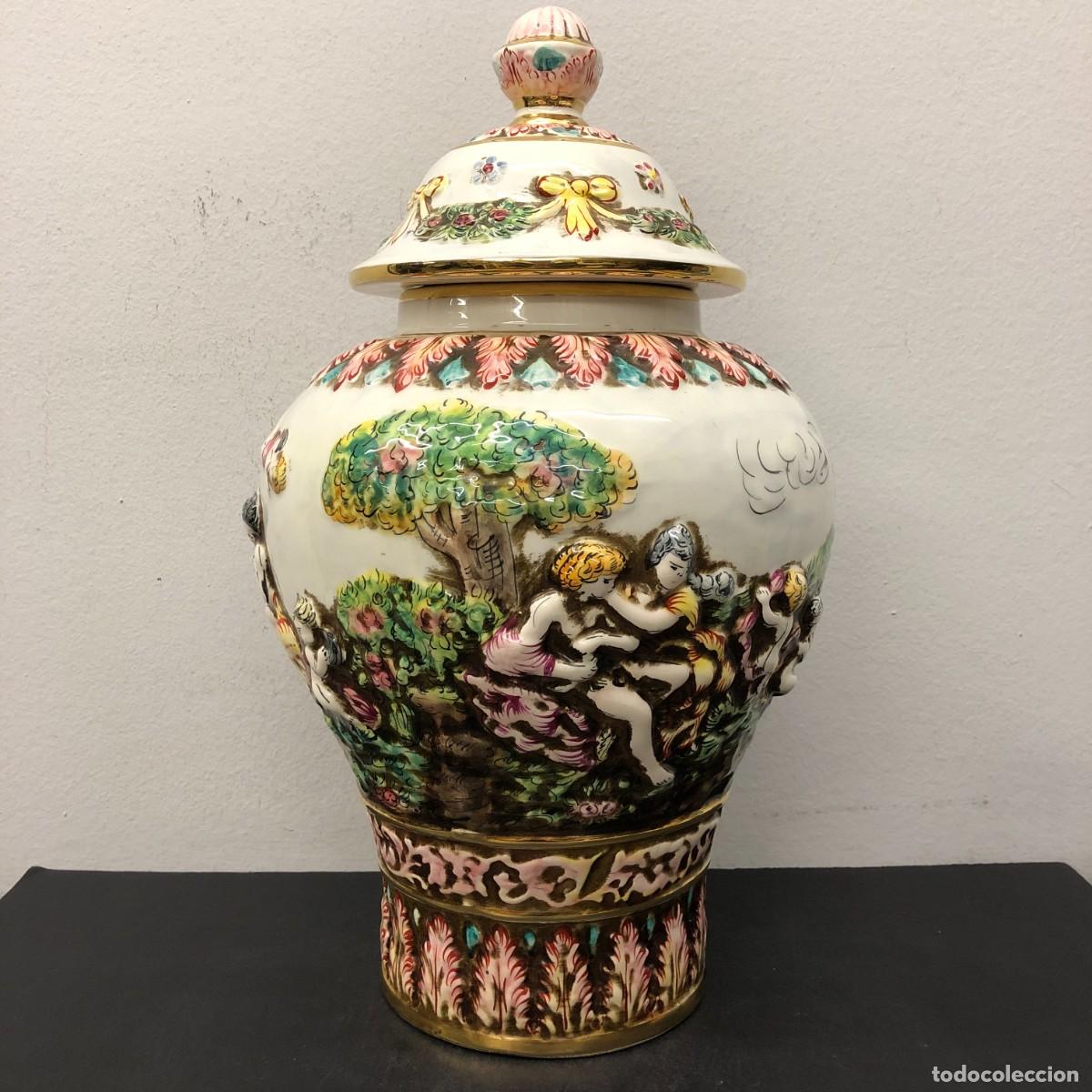 Antig&uuml;edades: PRECIOSO JARRON TIBOR - PINTADO A MANO - 45 X 28 CM - CAPODIMONTE - ITALIANO - 1932 - RAR&Iacute;SIMO