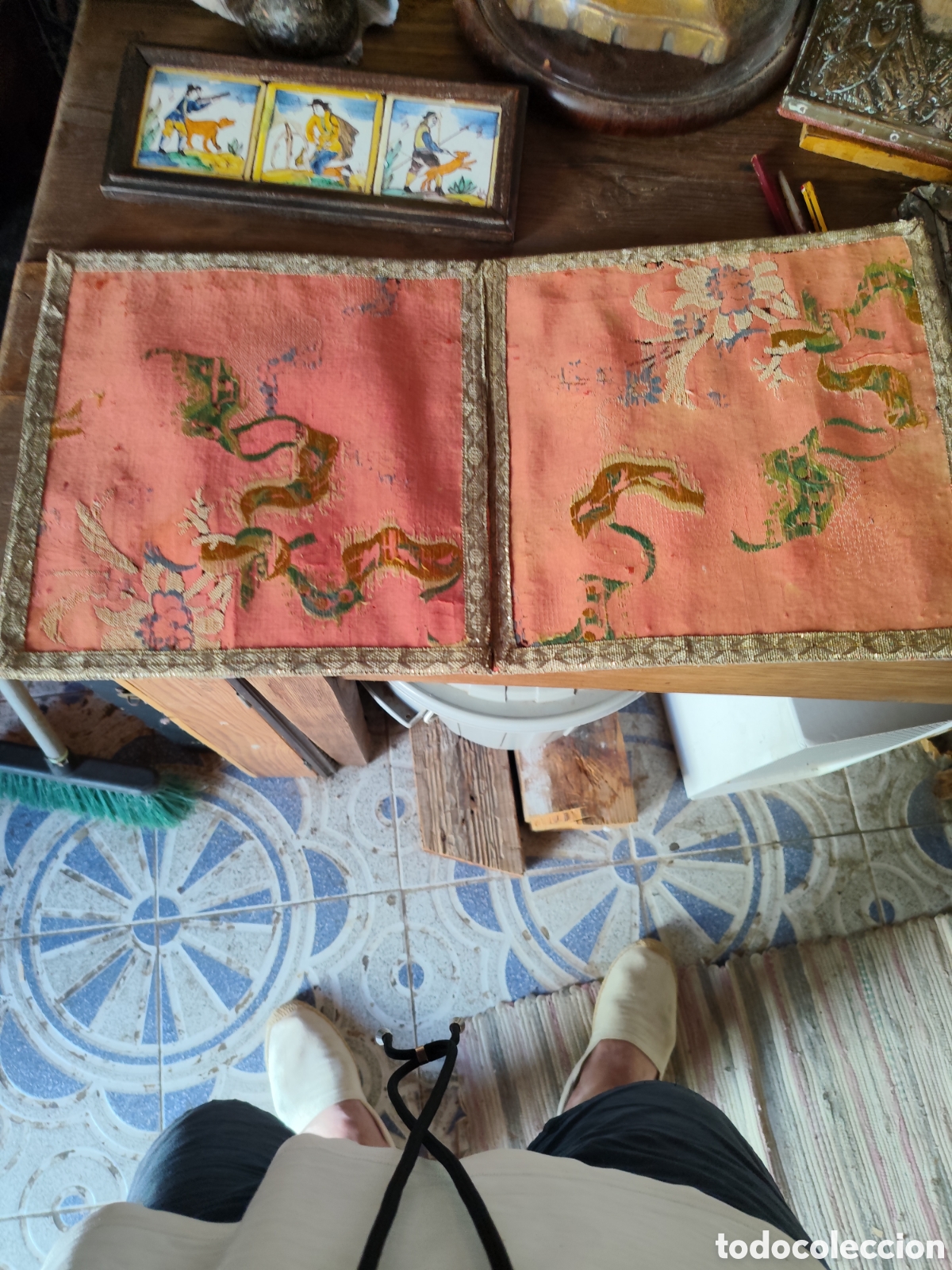 Antig&uuml;edades: Bolsa de corporal antiguo y bordado - Foto 2