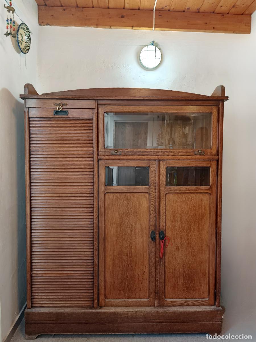 Antig&uuml;edades: Antiguo Archivador de Persiana. Roble Americano. Jos&eacute; M&ordf; Sangenis (Barcelona). Muy bien conservado.