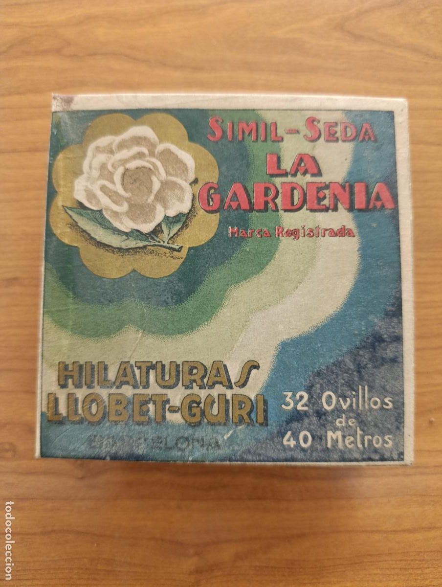 Antig&uuml;edades: BONITA CAJA DE CART&Oacute;N LA GARDENIA. HILATURAS LLOBE-GURI.