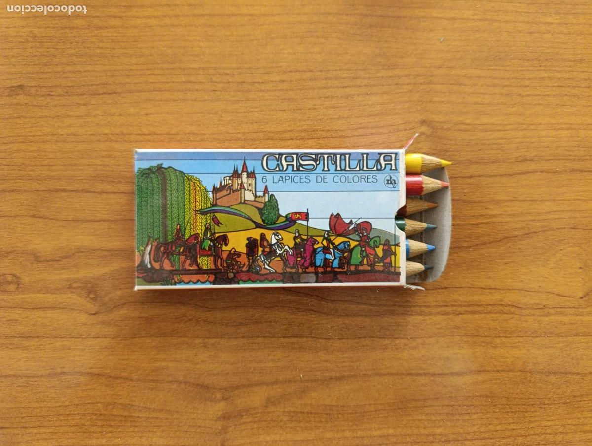 Antig&uuml;edades: CAJA DE 6 L&Aacute;PICES DE COLORES CASTILLA. SIN USO. DE TIENDA