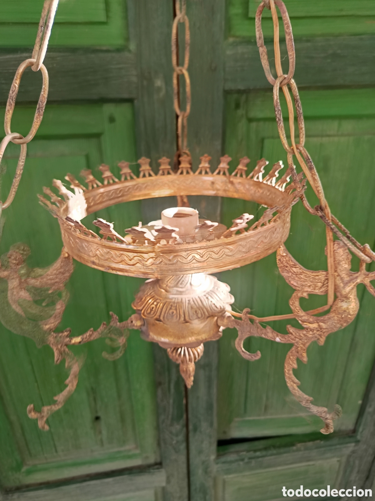 Antig&uuml;edades: Lampara antigua v&oacute;tiva en bronce