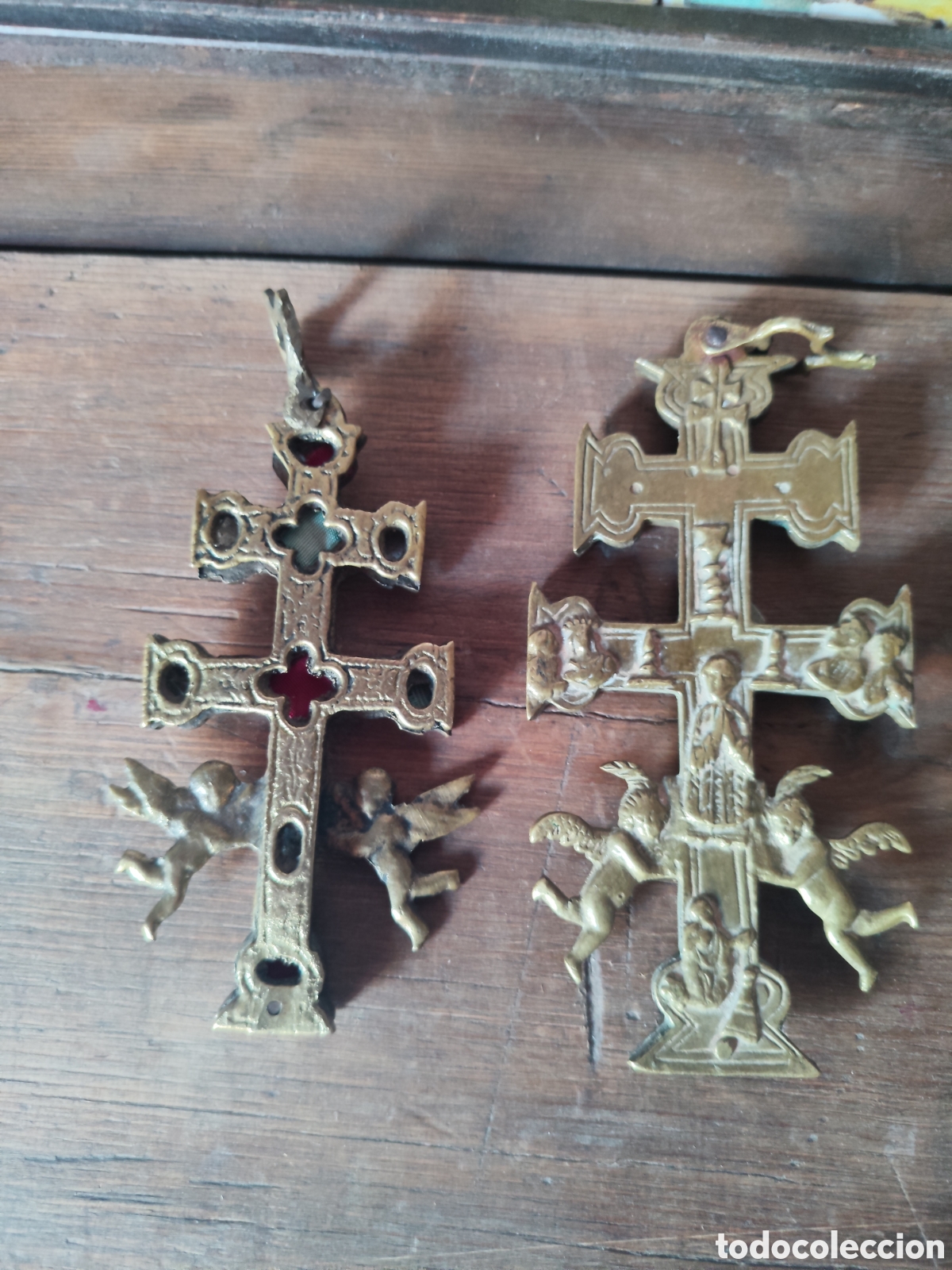 Antig&uuml;edades: DOS CRUCES DE CARAVACA DE BRONCE - Foto 4