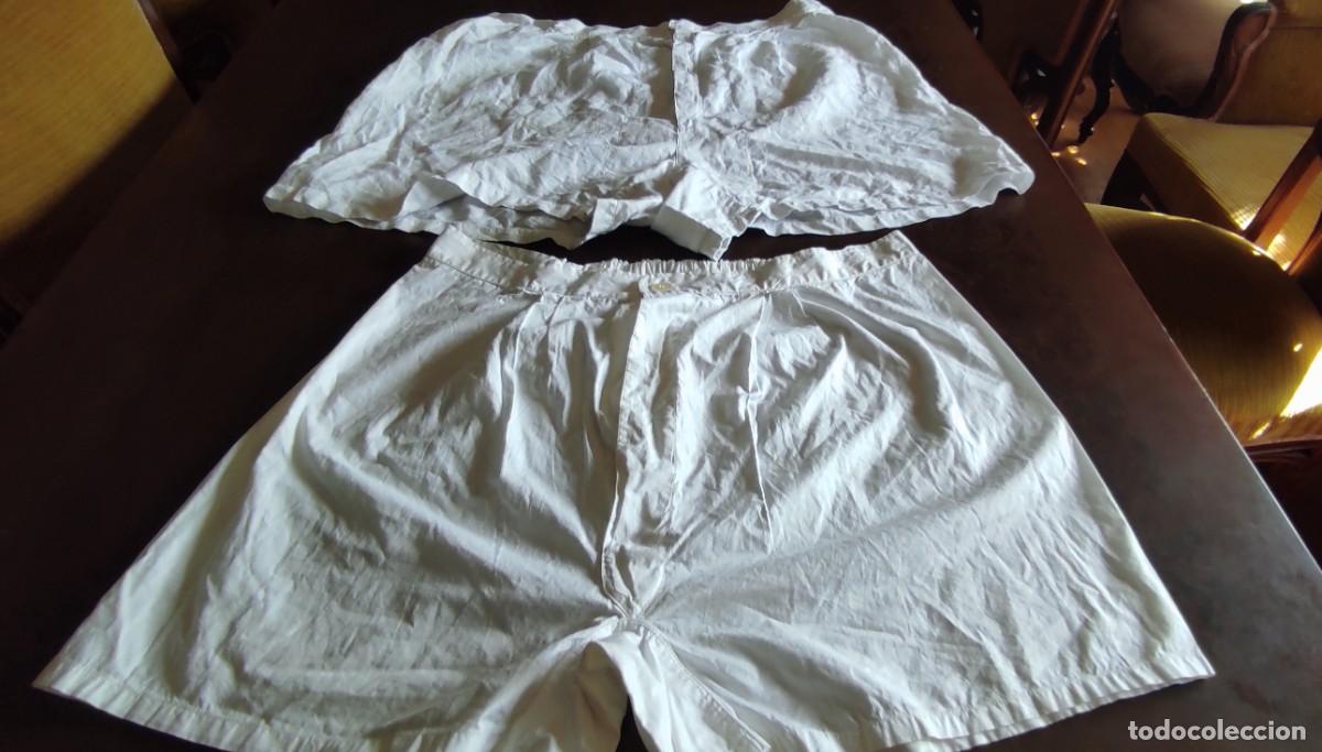 Antig&uuml;edades: LOTE 2 CALZONCILLOS ANTIGUOS / VINTAGE ALGOON BLANCO &ndash; UNO CON INICIALES BORDADAS (A&ntilde;os 50-70)