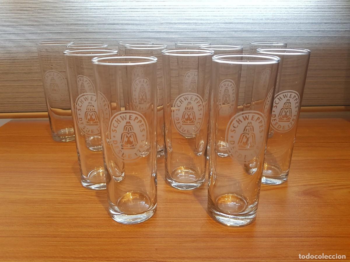 Antig&uuml;edades: 12 VASOS TUBO- SCHWEPPES