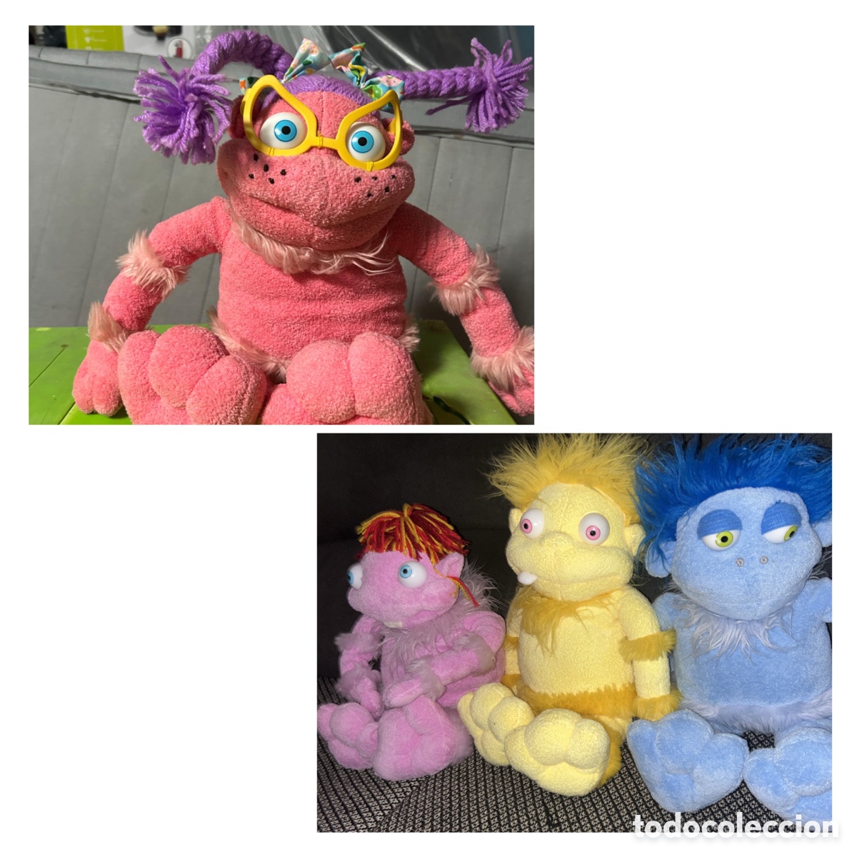 Antig&uuml;edades: 4 peluches Lunnis en buen estado
