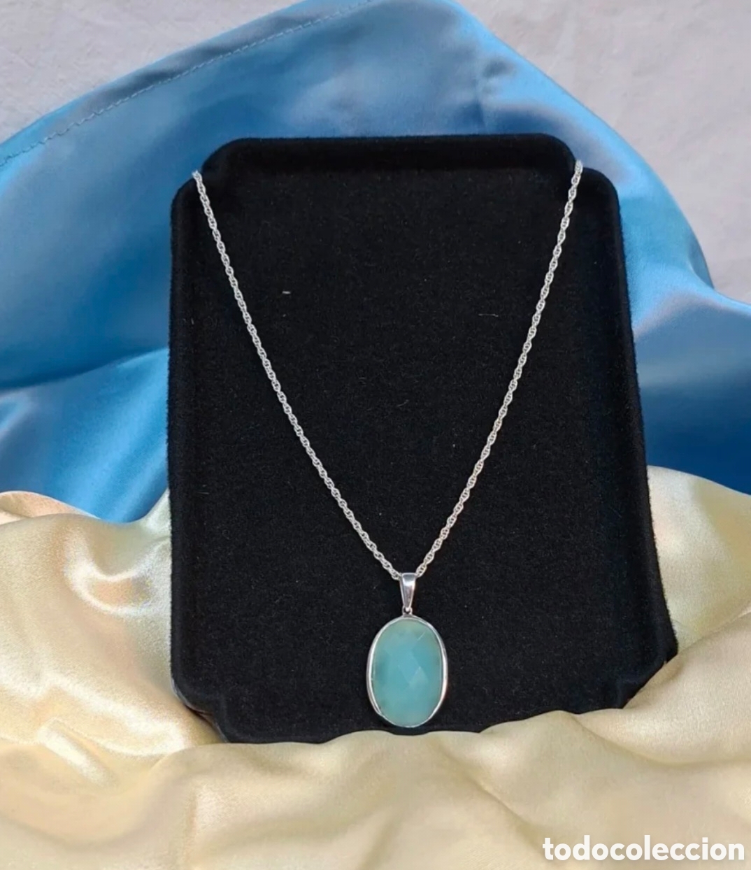 Antig&uuml;edades: Collar con colgante de aguamarina Siglo XX