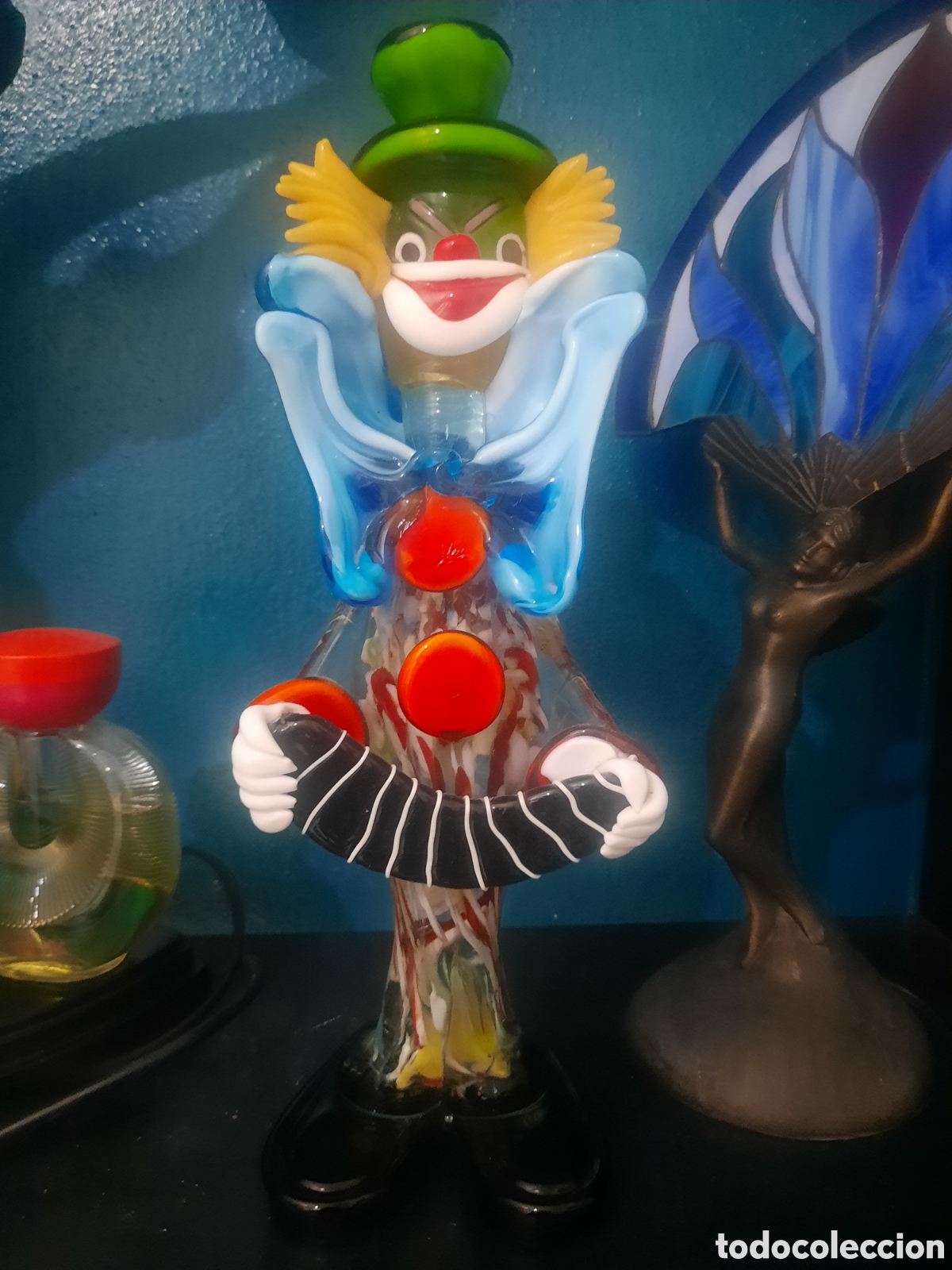 Antig&uuml;edades: Payaso con Acorde&oacute;n Murano Italy 1970