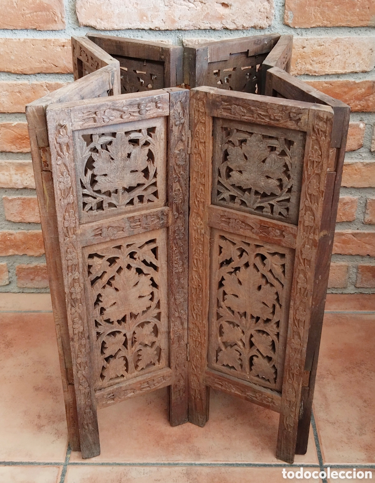 Antig&uuml;edades: Antigua base de mesa de estrella / Pedestal modular de madera tallada