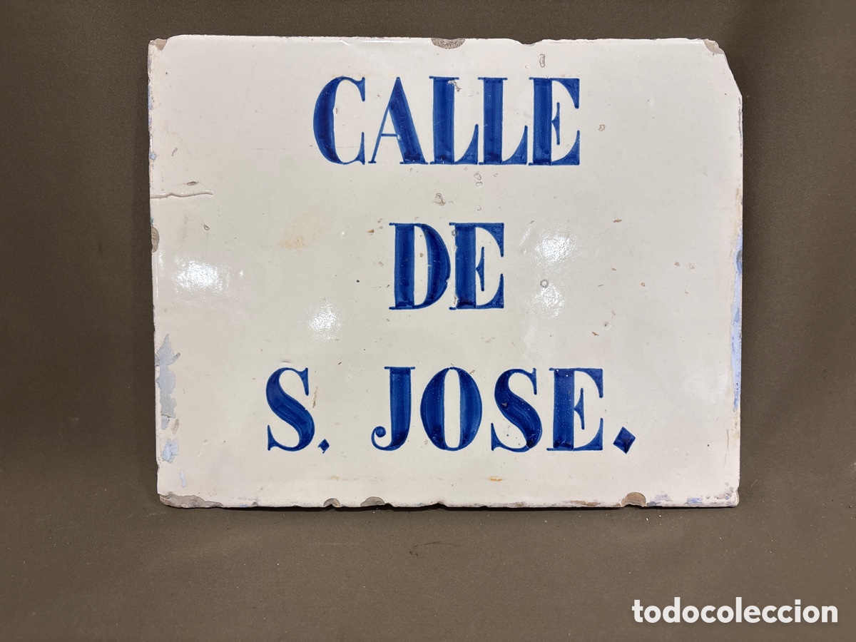 Antig&uuml;edades: ANTIGUA PLACA DE CER&Aacute;MICA*CALLE SAN JOSE*DE MANISES,36x 28,5cm*VER FOTOS*