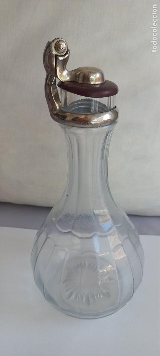 Antig&uuml;edades: JARRO JARRA DE CRISTAL. MARCA FAGES. A&Ntilde;OS 1920 - 1930 . CON TAPA DE BAQUELITA. ART DEC&Oacute;