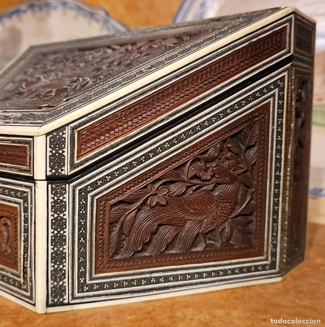 Antig&uuml;edades: Caja Anglo India marqueteria. - Foto 22