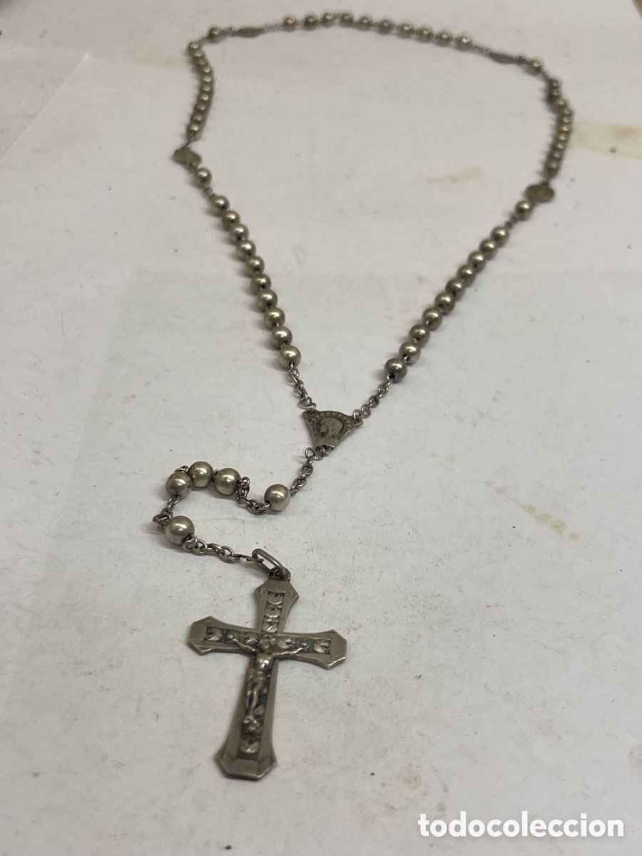 Antig&uuml;edades: Rosario de plata religioso CC498