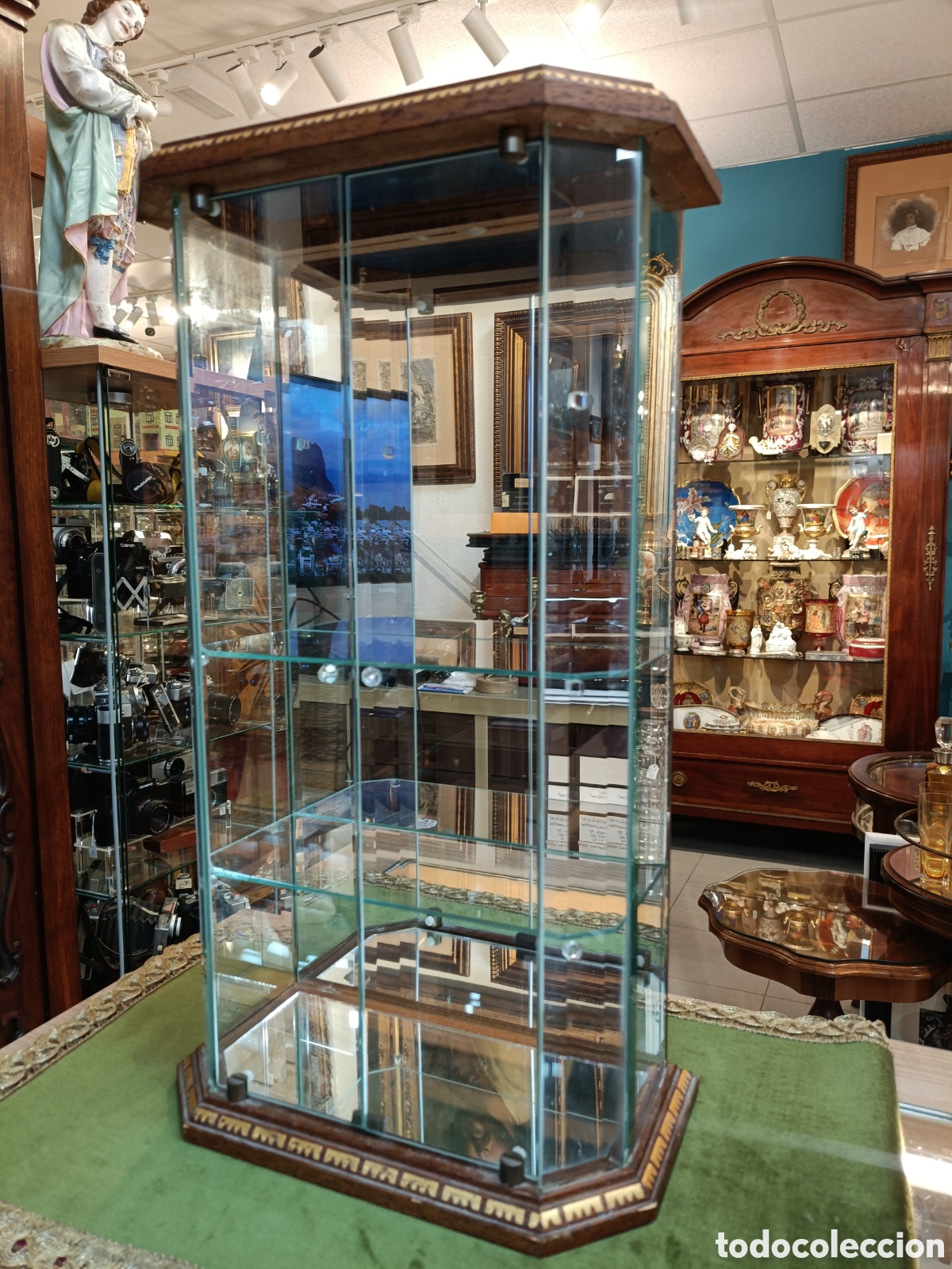 Antig&uuml;edades: PEQUE&Ntilde;A VITRINA EXPOSITORA DE CRISTAL Y MADERA