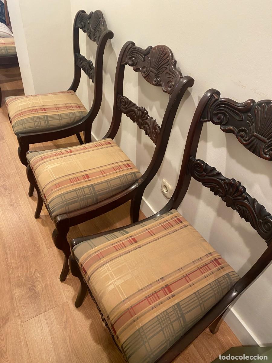 Antiques: Sillas de madera de caoba (4)