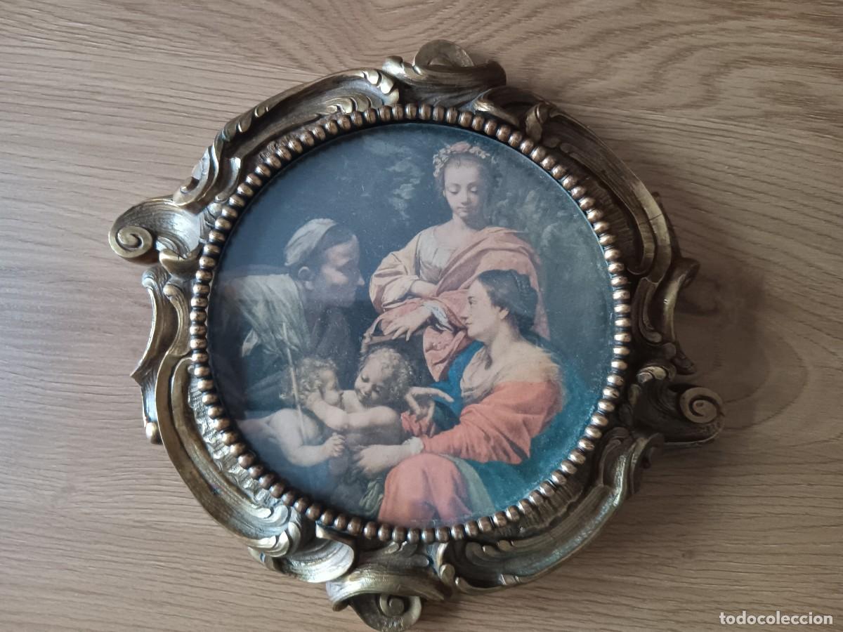 Antig&uuml;edades: CUADRO DE MARCO CIRCULAR BARROCO CON REPROCUCCI&Oacute;N DE LA OBRA &rdquo;VIRGEN DE LA SILLA&rdquo; DE RAFAEL SANZIO