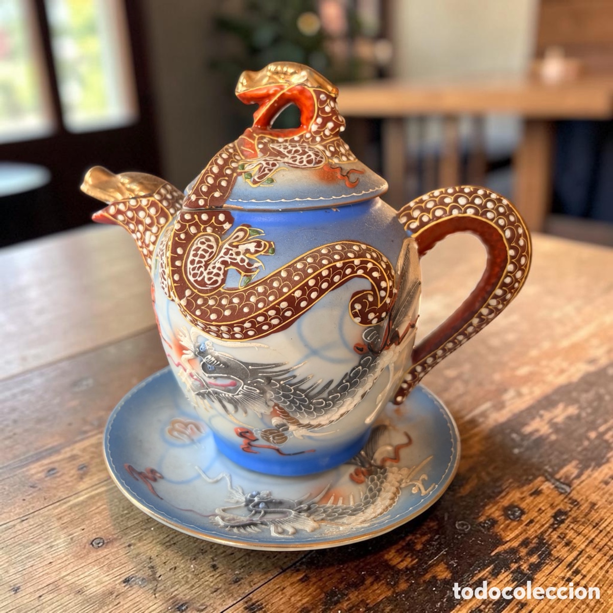 Antig&uuml;edades: Tetera japonesa de porcelana Dragonware