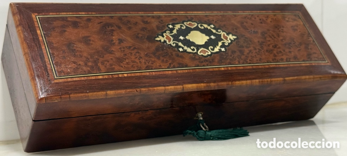 Antig&uuml;edades: ANTIGUA Y ELEGANTE CAJA GUANTERA FRANCESA SIGLO XIX