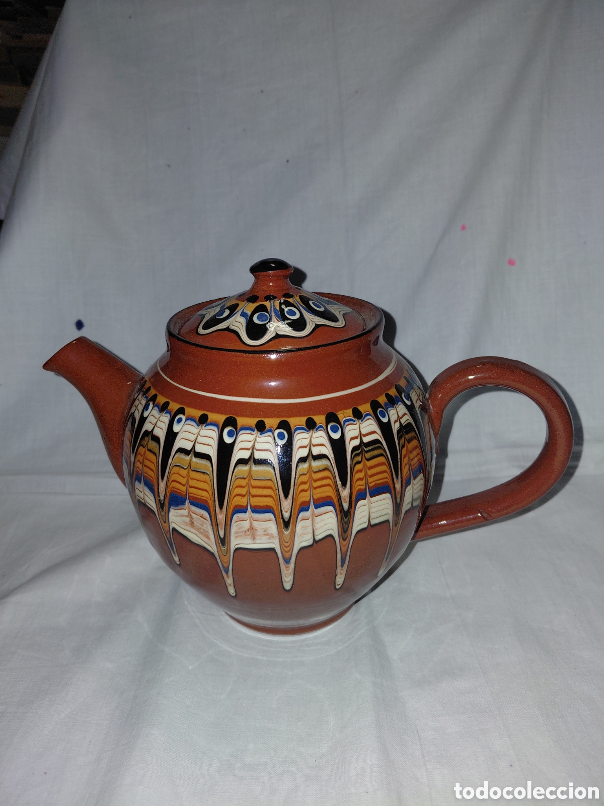 Antig&uuml;edades: BONITA TETERA O CAFETERA CERAMICA TROYAN.PEQUE&Ntilde;O GOLPE EN LA BOCA