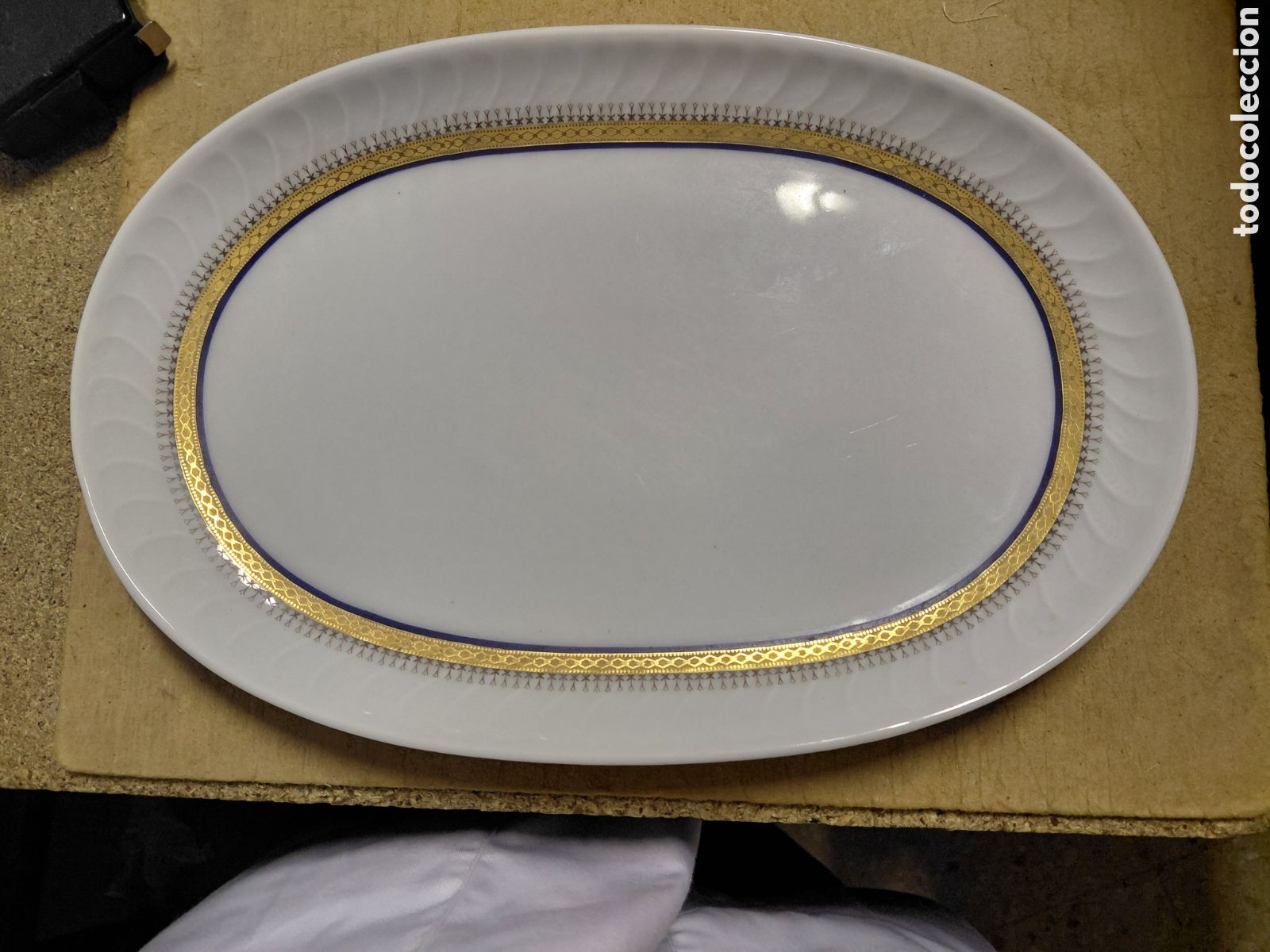 Antig&uuml;edades: 3 BONITAS BANDEJAS DE PORCELANA BAREUTHER WALDSASSEN BAVARIA.FILO DORADO Y AZUL