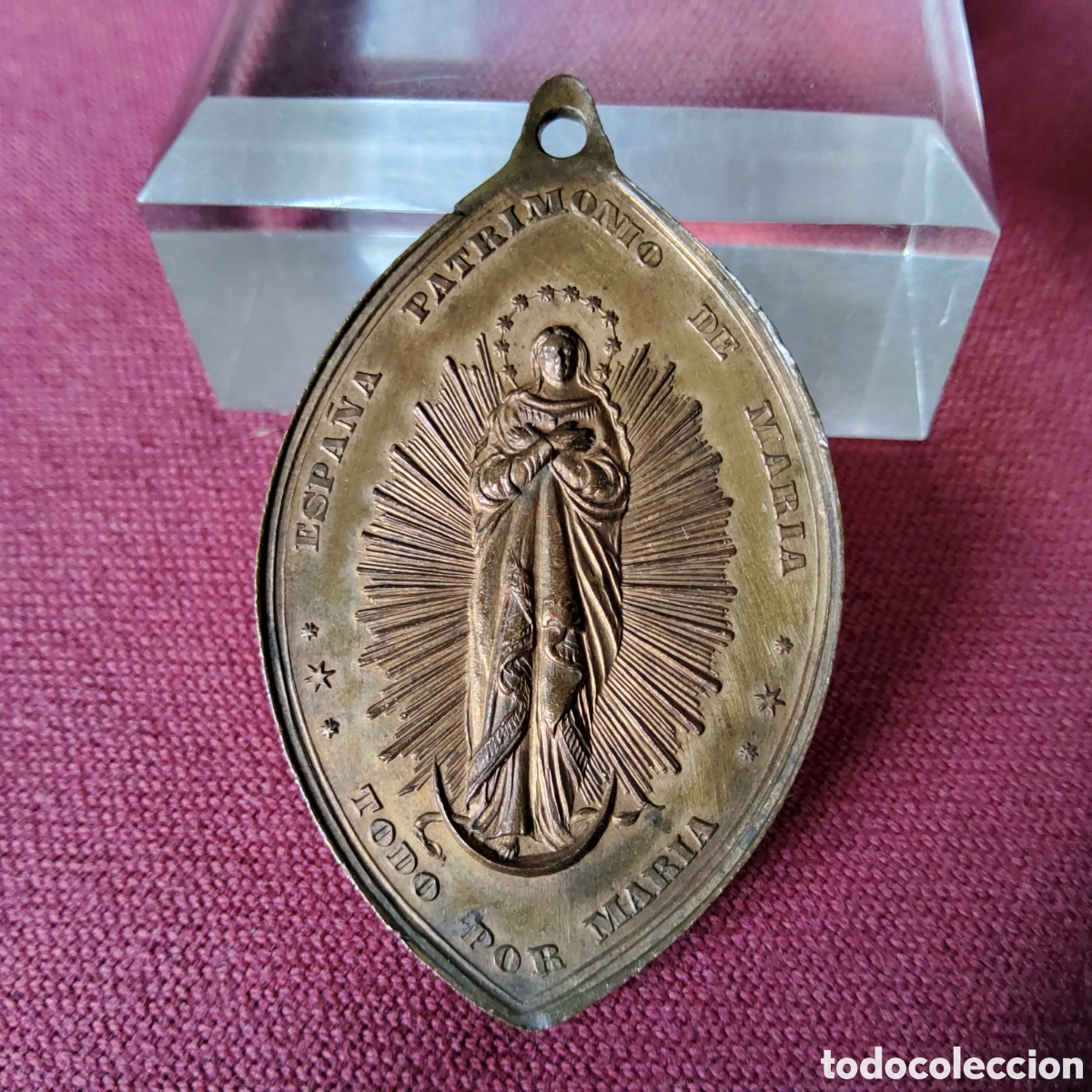 Antig&uuml;edades: ANTIGUA MEDALLA CONMEMORATIVA 1892 DE LA FUNDACION DE LA ACADEMIA MARIANA Y DESCUBRIMIENTO DE AM&Eacute;RIC