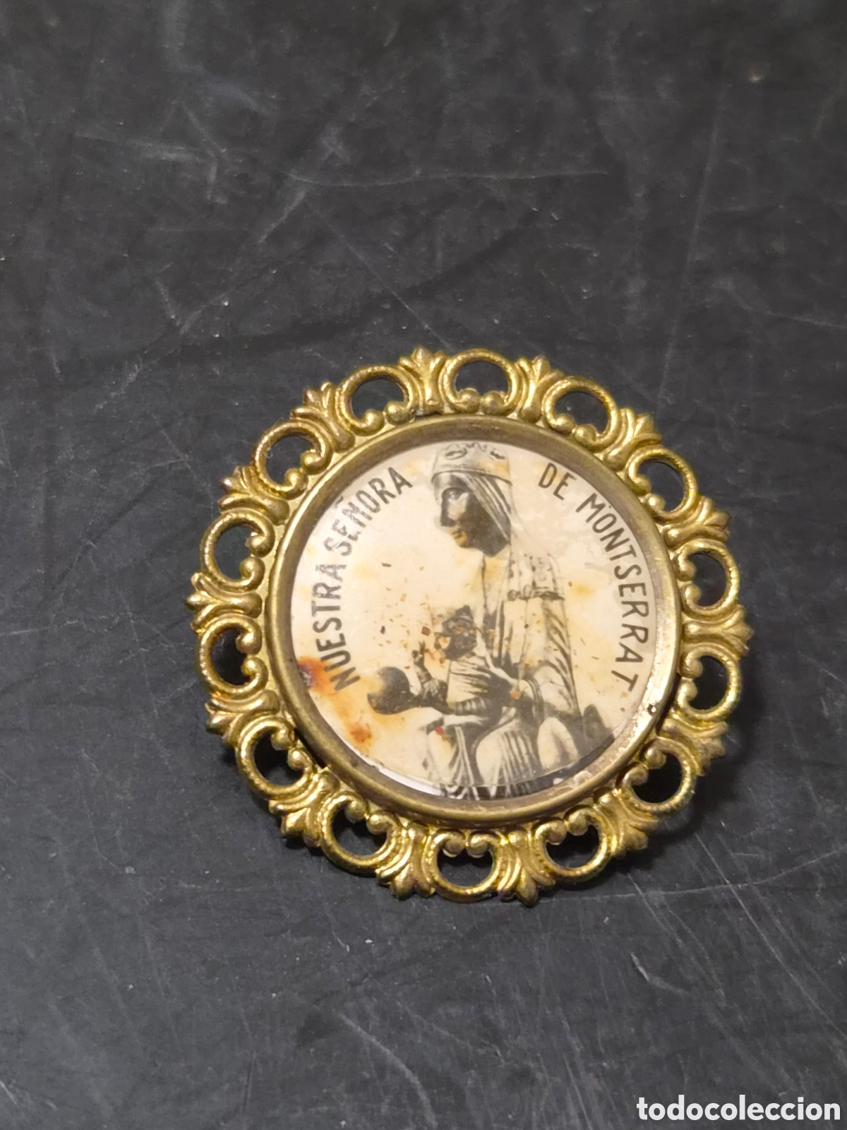 Antig&uuml;edades: ANTIGUO BROCHE IMPERDIBLE NUESTRA SE&Ntilde;ORA DE MONTSERRAT ORIGINAL S.XIX