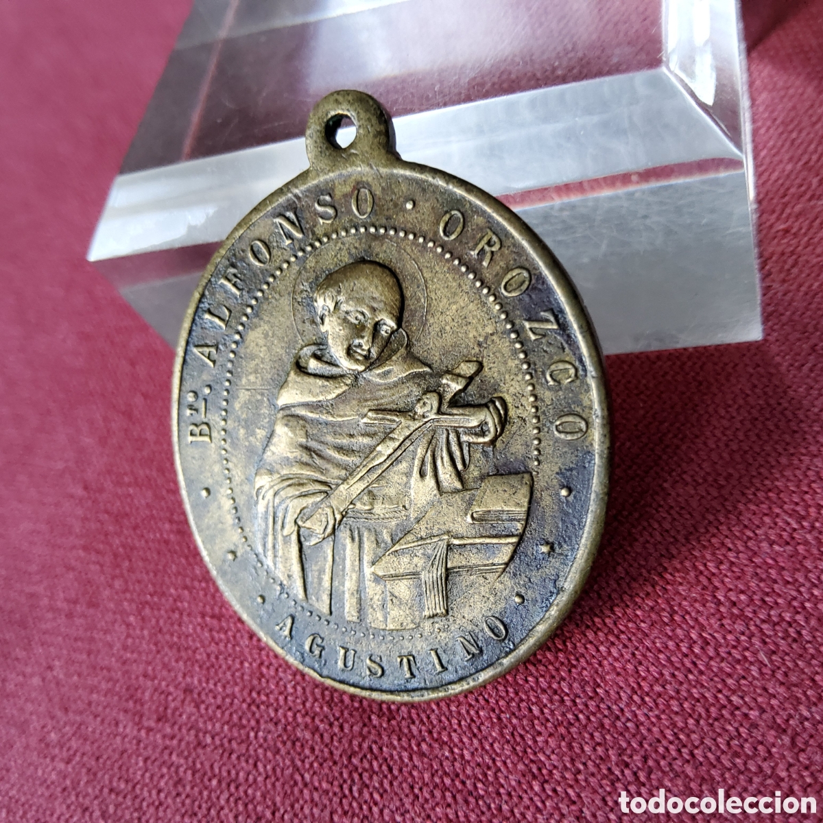 Antig&uuml;edades: ANTIGUA MEDALLA DE BRONCE DEL Bto. ALFONSO OROZCO, AGUSTINO Y SAN AGUSTIN RUEGA POR NOSOTROS