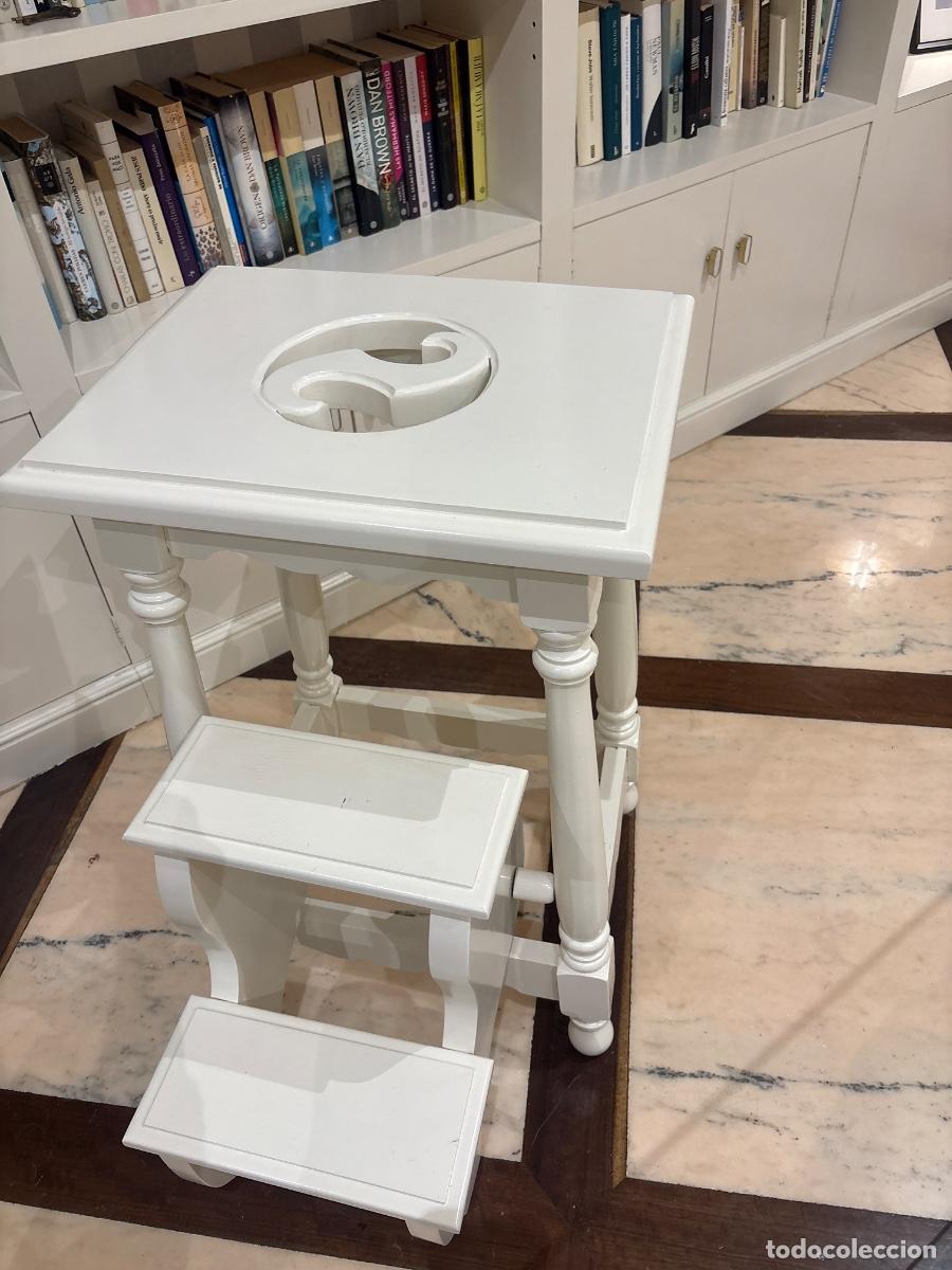 Antig&uuml;edades: Antigua Silla Escalera De Biblioteca Convertible Estilo Victoriano Madera Maciza