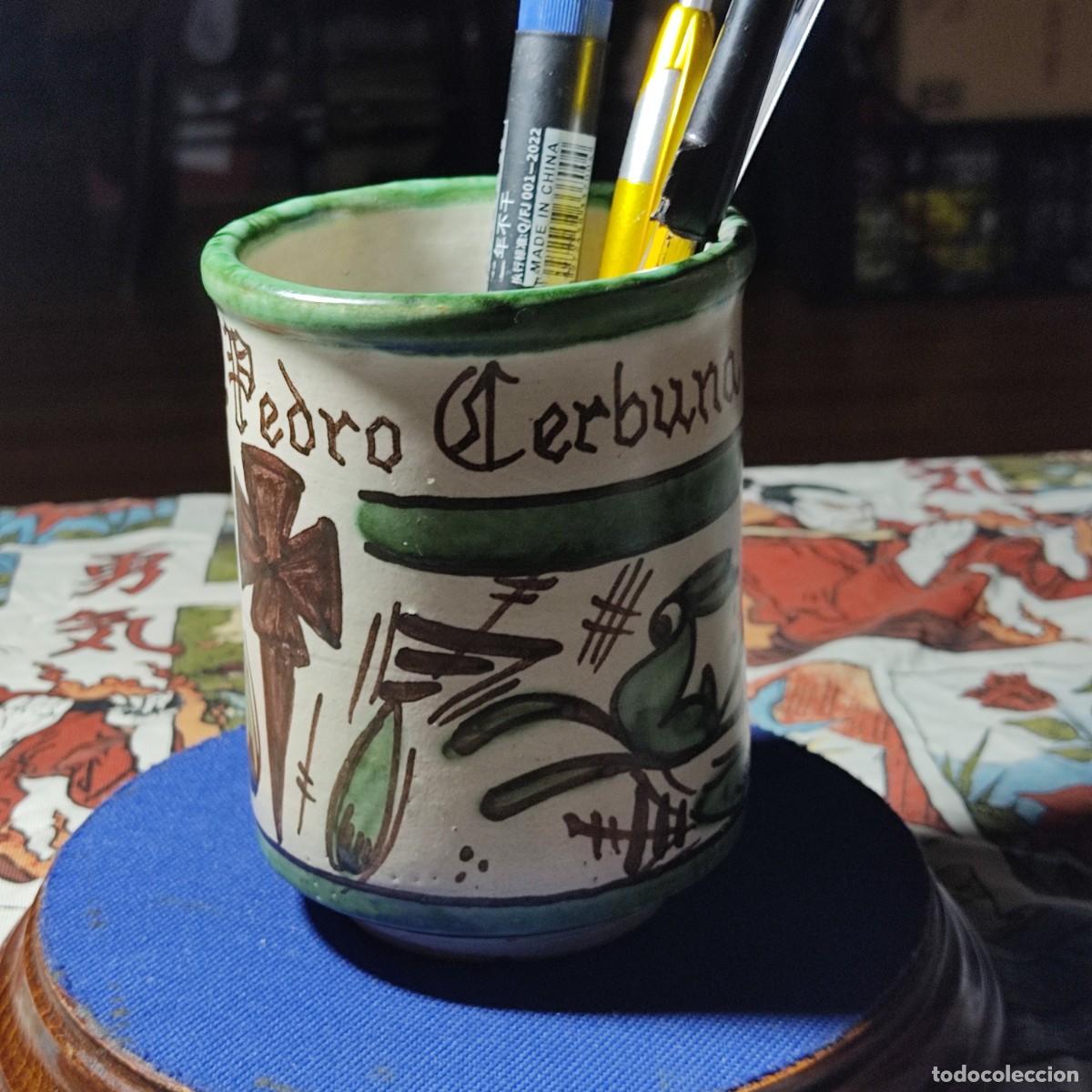 Antig&uuml;edades: Bote & portalapices de oficina o despacho,Pedro Cerbuna,ceramica de Muel - Punter