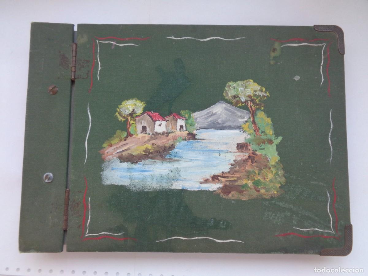 Antig&uuml;edades: GRAN ALBUM DE FOTOS ANTIGUO CON DIBUJO AL OLEO HECHO A MANO EN LA PORTADA