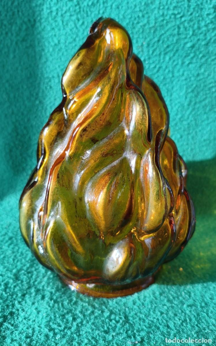 Antig&uuml;edades: ANTIGUA TULIPA MODERNISTA. CRISTAL AMBAR EN FORMA DE LLAMA,