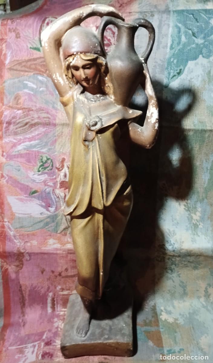 Antig&uuml;edades: FIGURA-MUJER CON C&Aacute;NTARO-ART NOUVEAU.
