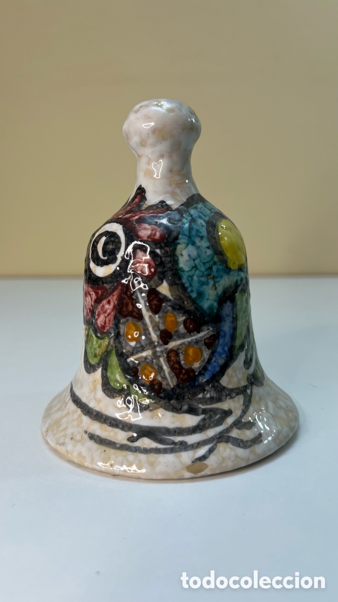 Antiguidades: ANTIGUA CAMPANILLA DE CERAMICA PINTADA A MANO